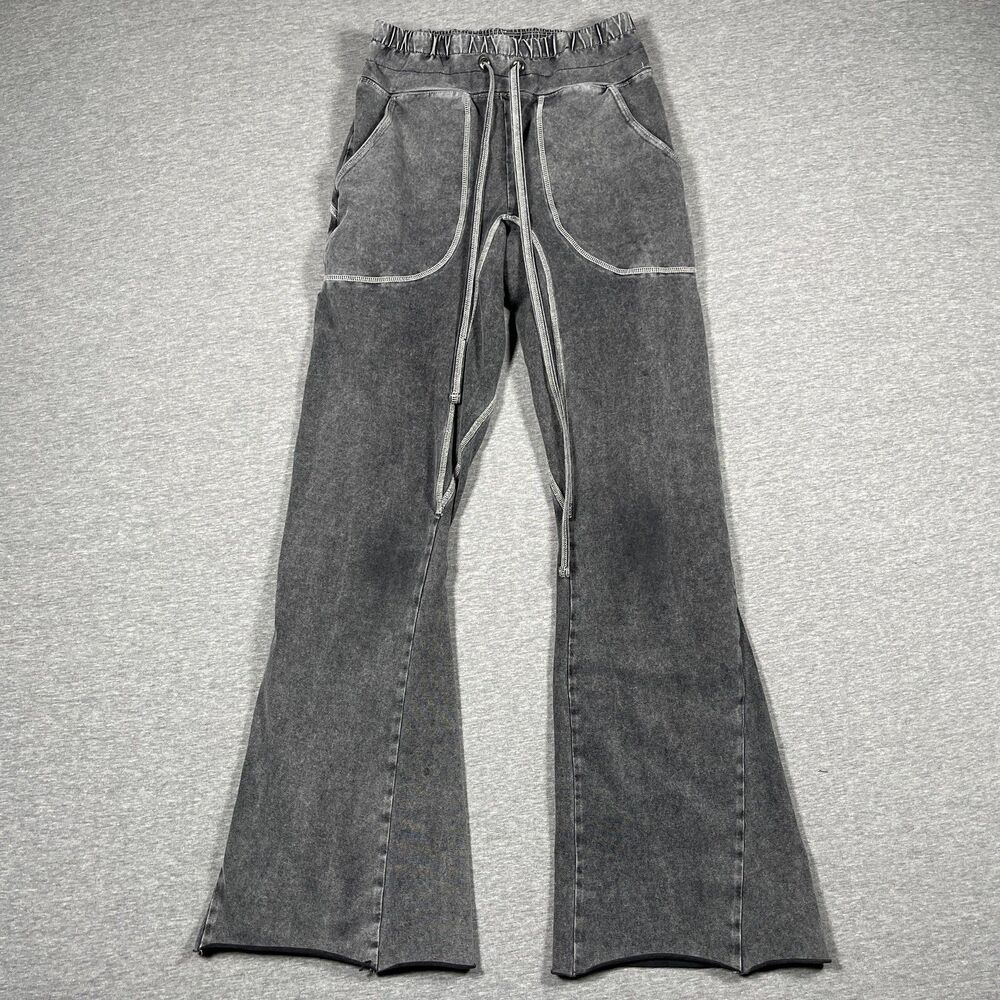 Free People FP Movement Jeans Womens XS Gray Flared High Rise Acid Wash Denim